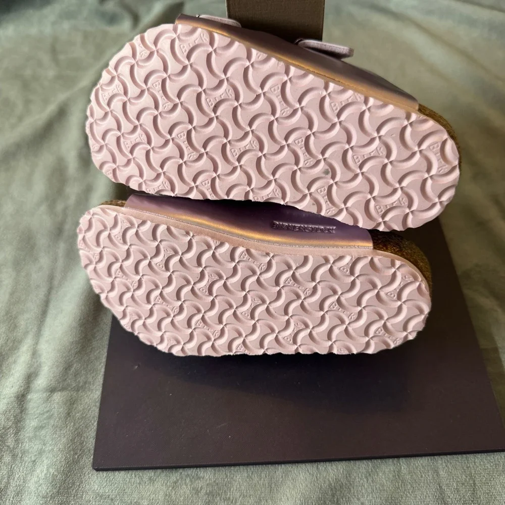 Birkenstock Kids Arizona Sandal 26 Lavender Pink Electric Metallic Slides